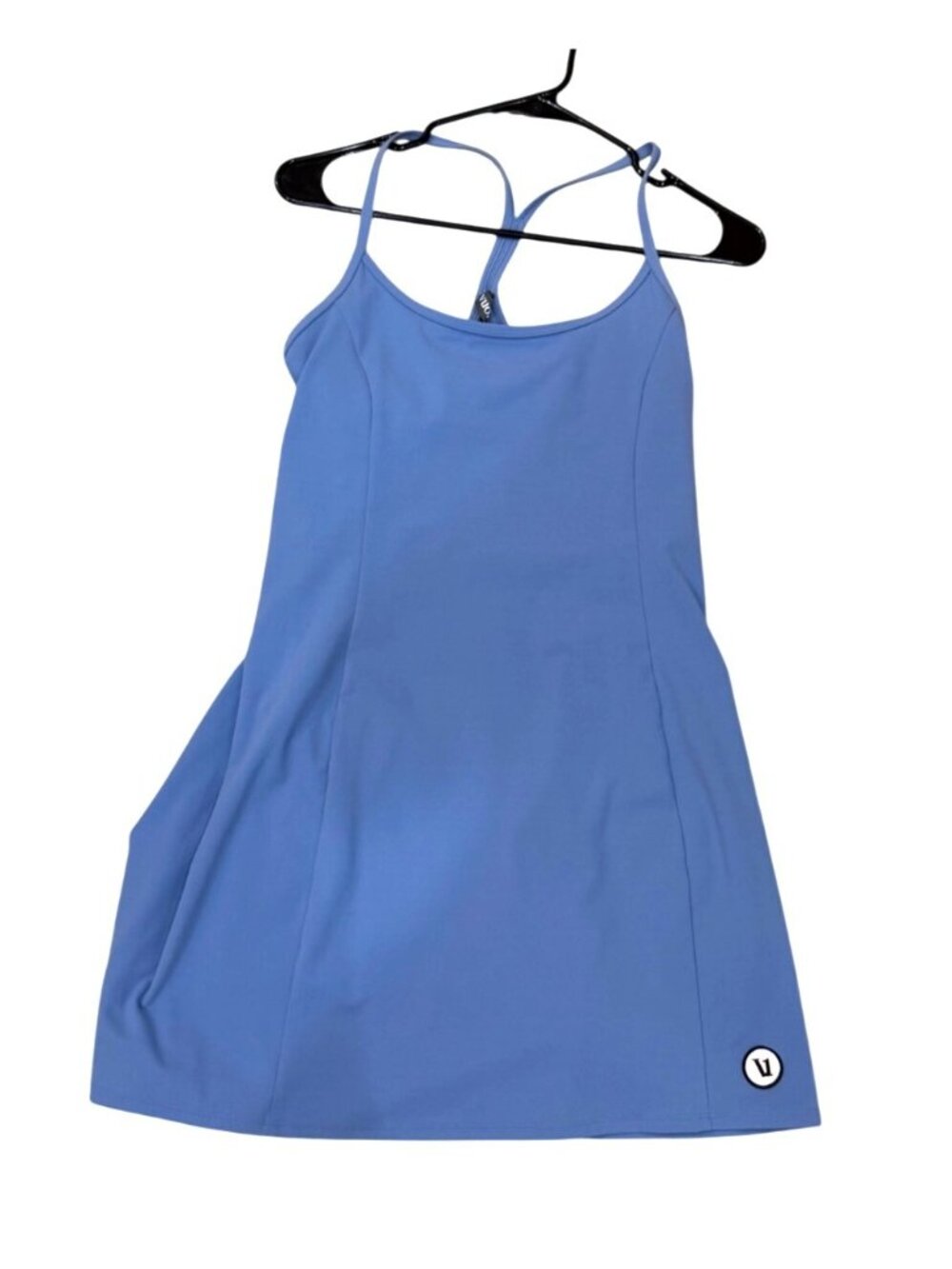 Vuori W One Shot Tennis Dress Biker Shorts Womens M Blue Strappy Back Athletic - Picture 2 of 9